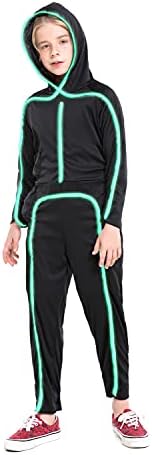 Light Up Child Stick Figure Costume, Led Halloween Cosplay Boys Girls