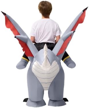 Spooktacular Creations Kids Inflatable Costumes, Ride on Dragon Inflatable Costume, Gray Dinosaur Blow up Outfit