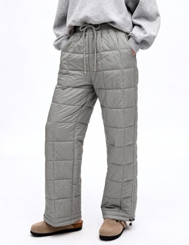 PEHMEA Womens Winter Snow Pants Windproof Warm Wide Leg Ski Casual Trousers
