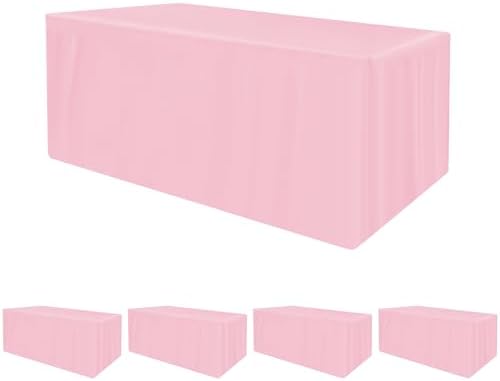 HolidayIdeas 4-Pack 6ft Pink Rectangle Craft Shows Fitted Tablecloth