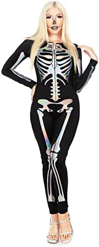 Tipsy Elves Sexy Halloween Skeleton Bodysuit for Women - One Piece Costume