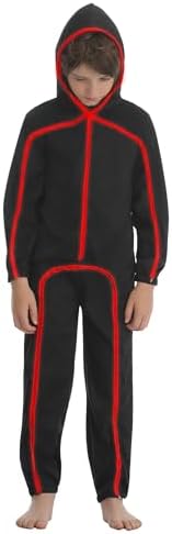 Vanderdyken Stick Figure Costume Kids Light up Stickman Costume Glow in the Dark Halloween Outfit for Boys and Girls