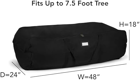 Covermates Christmas Tree Storage Bag, Fits 7.5 ft Trees, Black