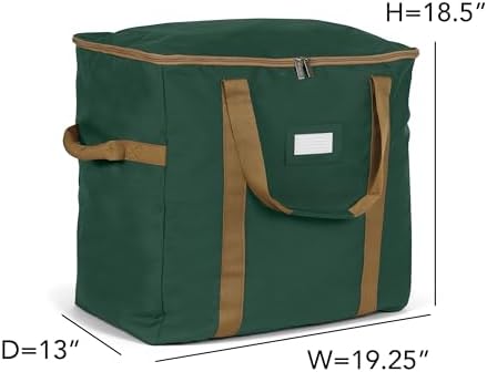 Covermates Adjustable Ornament Storage Bag, 19.25"W x 13"D x 18.5"H, Green