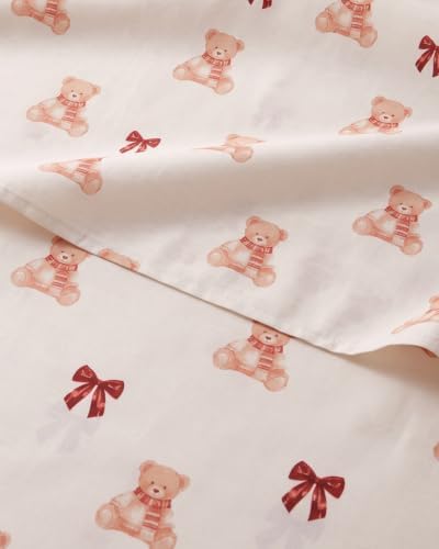 Christmas Sheet Set, Teddy Bears, Holiday Xmas Bedding Set - Split King