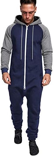 COOFANDY Mens Jumpsuit Onesie Hooded Full Zip One Piece Jogging Tracksuit