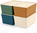 Menkxi 4 Pcs Storage Bins with Lids, Mixed Color, Small