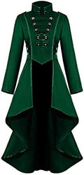 AI'MOURI Gothic Tailcoat Halloween Costumes for Women, Medieval Irregular Hem Steampunk Corset Victorian Tailcoat Jacket