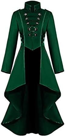 AI'MOURI Gothic Tailcoat Halloween Costumes for Women, Medieval Irregular Hem Steampunk Corset Victorian Tailcoat Jacket