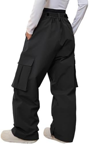 Women's Baggy Snow Snowboard Pants Loose Fit Cargo Ski Pants Bibs Insulated