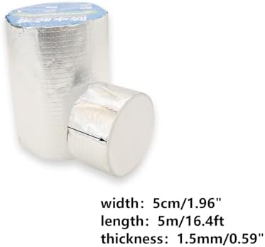 Butyl Tape Waterproof Tape, Aluminum Foil Duct Sealing Tape for RV Repair,Window,Silicone,Boat and Pipe Sealing,Glass & EDPM Rubber Roof Patching,Silver(5cm*5m/1.96"*16.4ft-1mm Thick)