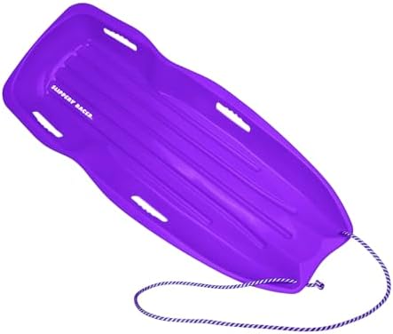 Slippery Racer Downhill Xtreme Flexible Adults and Kids Plastic Toboggan Snow Sled for up to 2 Riders with Pull Rope and Handles