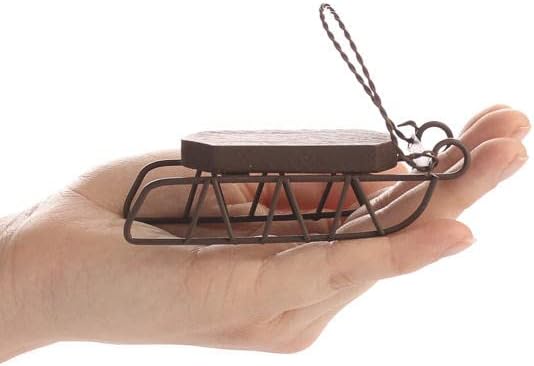6 Mini Rustic Wood Sleds – 4" Metal & Wood Christmas Holiday Decorations