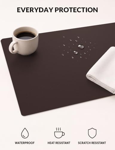 Leather Desk Mat 63" x 17", Non-Slip Waterproof PU Leather Desk Pad Protector, Large Mouse Pad & Writing Mat for Office, Home, Laptop and Keyboard, Rich Brown
