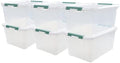 6-Pack Plastic Storage Bins with Lids, 20 L Clear Storage Containers