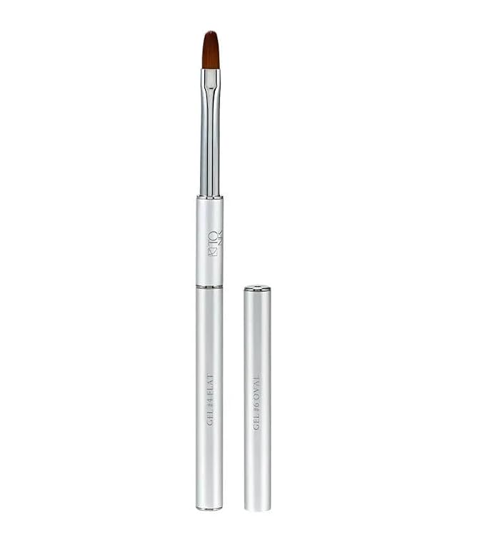Tones Twin Head Nail Art Nylon Gel Brush - Brush for Gel Nails - Ultra Precise Nail Sculpting and 3D Nail Art Brush (#4 Flat & #6 Oval)