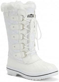POLAR Womens Snow Boot Nylon Tall Winter Fur Lined Snow Warm Waterproof Rain Boot