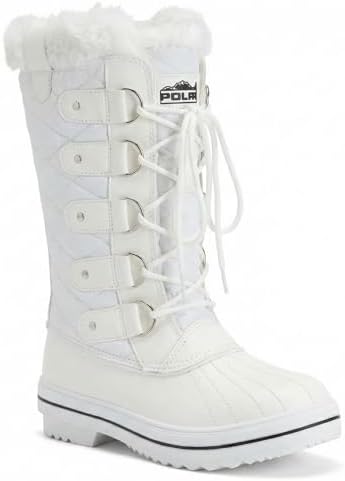POLAR Womens Snow Boot Nylon Tall Winter Fur Lined Snow Warm Waterproof Rain Boot