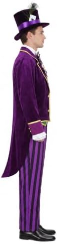 The Hatter Costume Men Mad Tea Party Master Outfits Adult Story Book Character Tuxedo Pants Dicky Collar Top Hat Set
