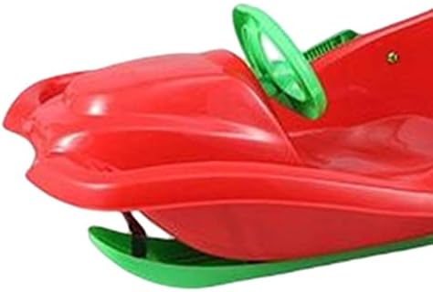 harayaa Snow Sled Steerable Toboggan Bobsled Ski Board with Steering Wheel Side Handles Reinforced Base Double Slides HDPE Heightened Back Suitable