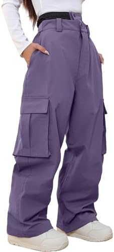 Women's Baggy Snow Snowboard Pants Loose Fit Cargo Ski Pants Bibs Insulated