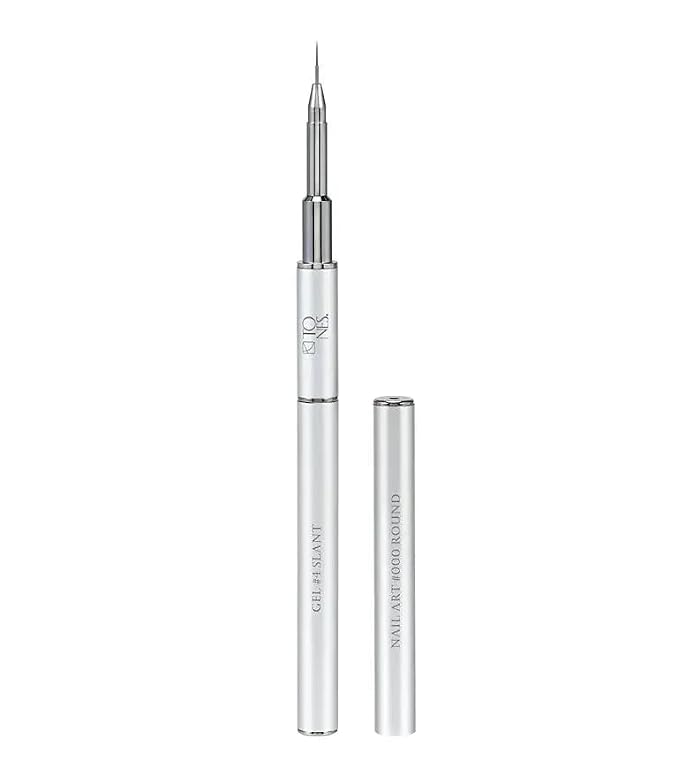 Tones Twin Head Nail Art Nylon Gel Brush - Brush for Gel Nails - Ultra Precise Nail Sculpting and 3D Nail Art Brush best for Salon & Home (#4 Flat & #000 Round)