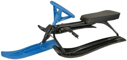 Snow Sled with Steering Wheel Brake Ski Slider Sledge Board Steel and pp Build for Control and Suitable for Kids and Adults Winter
