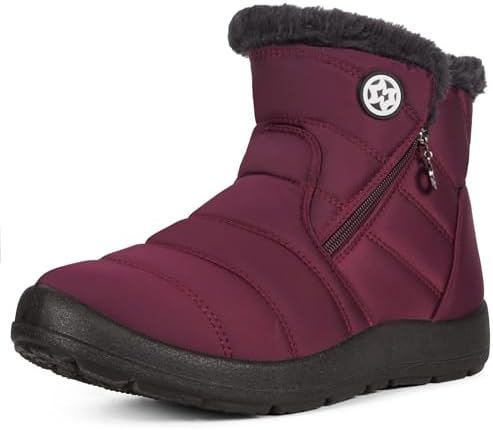 Eagsouni Snow Boots for Women Winter Waterproof Warm Zip Ankle Boots