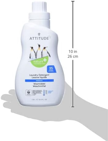 ATTITUDE Liquid Laundry Detergent, EWG Verified, HE Compatible, Plant-Based & Vegan, Natural Laundry Soap, Wildflowers Scent, 35 Loads, 35.5 Fl Oz