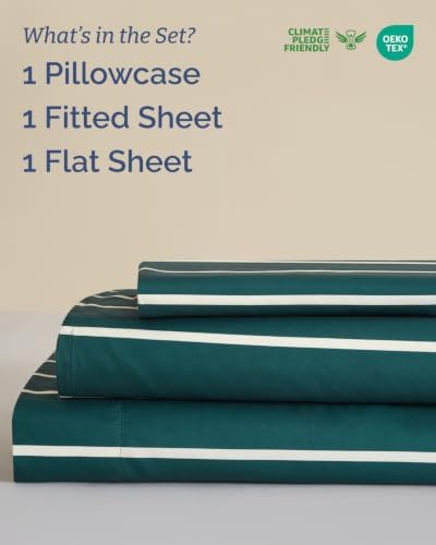 Christmas Sheet Set, Pine Stripe, Holiday Xmas Bedding Set - Twin XL Size