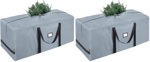 BALEINE 9 ft Christmas Tree Storage Bag, Heavy Duty 900D Oxford Fabric with Reinforced Handles and Dual Zippers Wide Opening, Extra Large Storage Container for Trees (Grey) (Pack of 2)