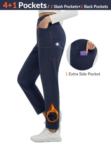 baleaf Womens Fleece Lined Pants with 5 Pockets Thermal Cold Gear
