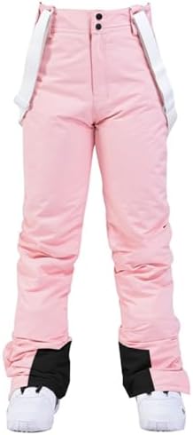 Women's Snow Ski Pants Insulated Winter Warm Outdoor Waterproof Snowboard Pants Bibs Detachable Suspender