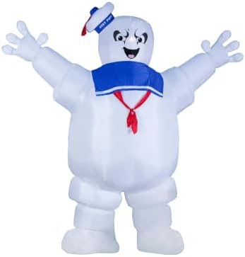 Fun Costumes Ghostbusters Inflatable Stay Puft Marshmallow Man Outdoor Halloween Decoration - LED Lights, Tether Ties, Stakes, Power Cord & Repair Kit 15FT