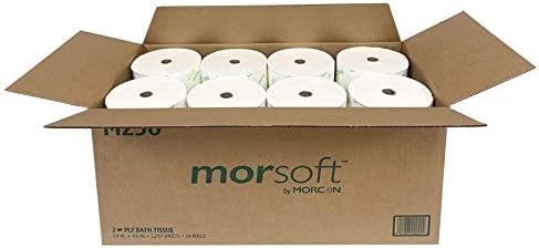 Morcon Paper M250 Mor-Soft Coreless Alternative Bath Tissue Septic-Safe, 2-Ply White, 1250/Rl 24/Ct