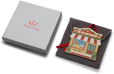 Wallace 2025 Gold-Plated Enamel Christmas Village Bakery Ornament - 2nd Edition Annual Collectible Series - 24K Gold Back, Dated, Gift Box and Velvet Pouch Included