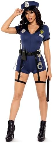 Spooktacular Creations 6 Pcs Women Police Costume, Halloween Cop Costume Women for Adult Halloween Cosplay Party Events