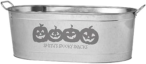 Let's Make Memories Personalized Beverage Tub - Halloween Party Décor - Trick or Treat Candy Bowl - Pumpkin