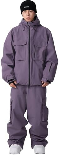 Women's Baggy Snow Snowboard Pants Loose Fit Cargo Ski Pants Bibs Insulated