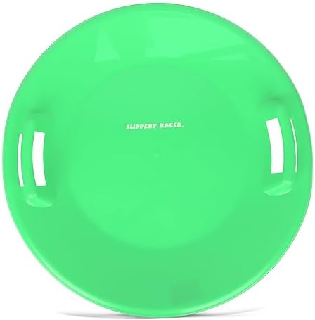Slippery Racer Heavy-Duty Cold Weather Downhill Pro Adults and Kids Plastic Outdoor Winter Saucer Disc Snow Sleds with Handles.