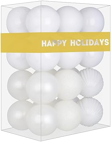 White 3.2" Large Christmas Balls - Christmas Tree Decoration Ornaments Shatterproof Hanging Balls for Birthday Halloween Holiday Wedding Decorations Set of 24pcs