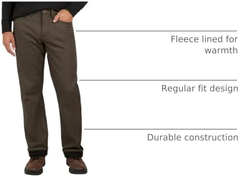Weatherproof Vintage Fleece Lined Pants Men's - Regular Fit | Soft & Warm, Cold Weather Insulated Canvas Winter Pants for Men