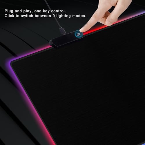 Cacoy 55"x27.5" Giant RGB Gaming Mouse Pad, Extra Large LED Desk Mat, Black