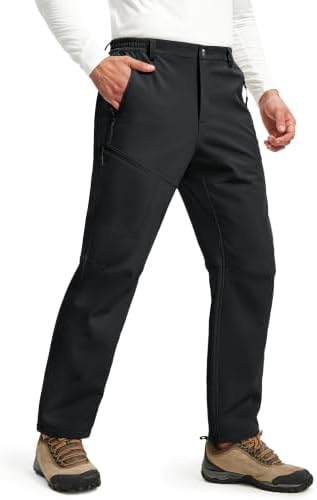 MAGCOMSEN Mens Snow Ski Pants Fleece Winter Outdoor Hiking Waterproof Pants