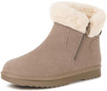 Hsyooes Snow Boots for Women Suede Leather Winter Boots Warm