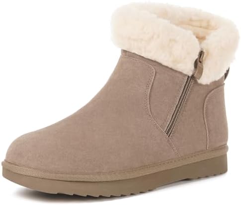 Hsyooes Snow Boots for Women Suede Leather Winter Boots Warm