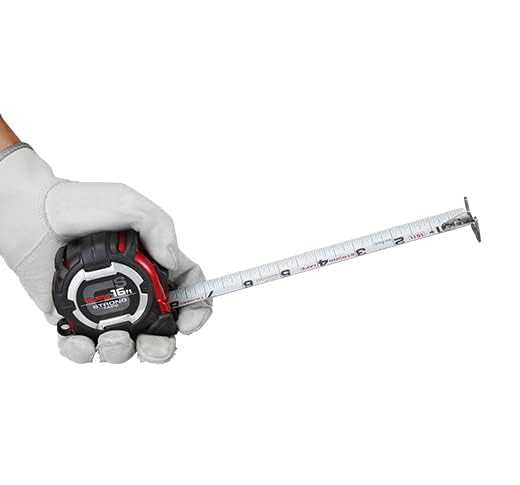 TAJIMA Tape Measure - 16ft x 1in GS-Lock Measuring Tape with Horned Magnetic Hook & Compatible Clip - GS-MC16BW