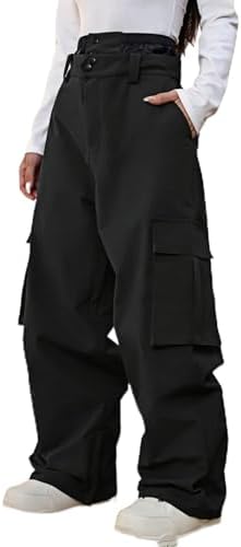 Women's Baggy Snow Snowboard Pants Loose Fit Cargo Ski Pants Bibs Insulated