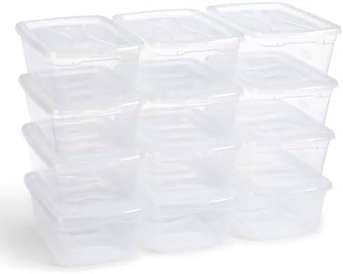Rubbermaid Cleverstore Home/Office 6 Quart Clear Plastic Storage Tote Container Box Bin with Lid for Garage or Basement, (12 Pack)