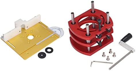 Router, Router Table System Router Plate Insert Router Table Plate Insert, Router Kit Manual Lifting Router System Kit with 2 Dust Collection Ports (Gold)